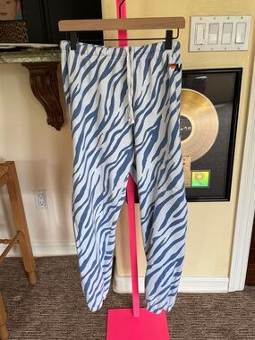 Aviator Nation Blue Zebra Print Sweatpants size medium